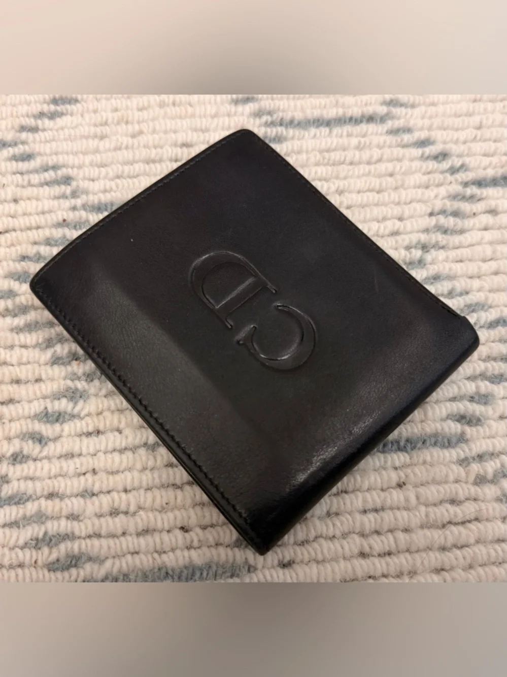 DIOR Vintage Rare Unisex Black Leather CD Logo Icon Bifold Wallet W/ Red Inside